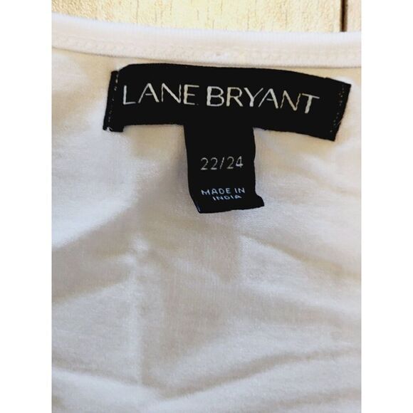 Lane Bryant 22/24‎ White Sleeveless Tank Top Embroidered Round Neck Stretch - Picture 4 of 6
